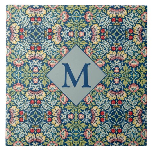 William Morris Geometric Monogrammed Pattern Tegeltje (Voorkant)