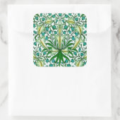 William Morris Gold Aqua Floral Wallpaper Vierkante Sticker (Tas)