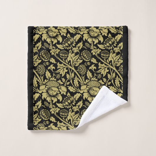 William Morris Gold en Black Floral Bad Handdoek (Wasdoekje)