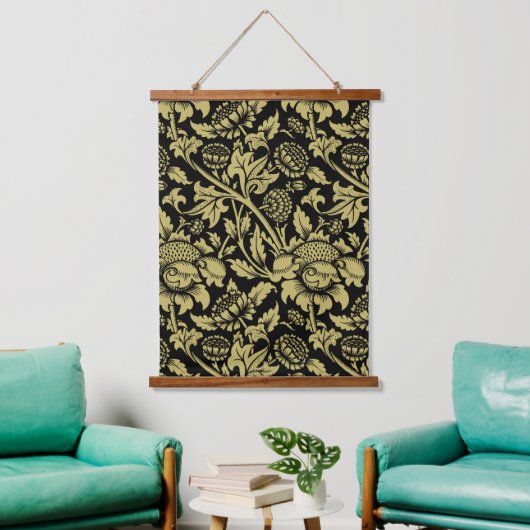 William Morris Gold en Black Floral Hangend Wandkleed (Woonkamer)