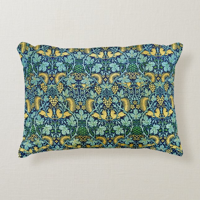 William Morris  Gold Green Blue Accent Kussen (Voorkant)