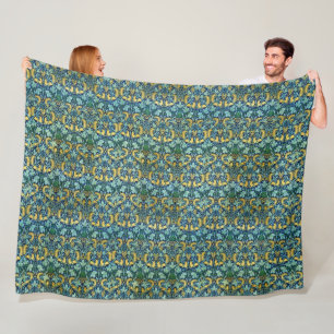 William Morris  Gold Green Blue Fleece Deken