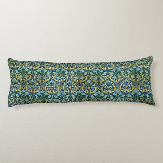 William Morris Gold Green Blue Lichaamskussen (Achterkant)