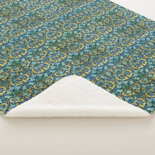 William Morris  Gold Green Blue Sherpa Deken (3/4)