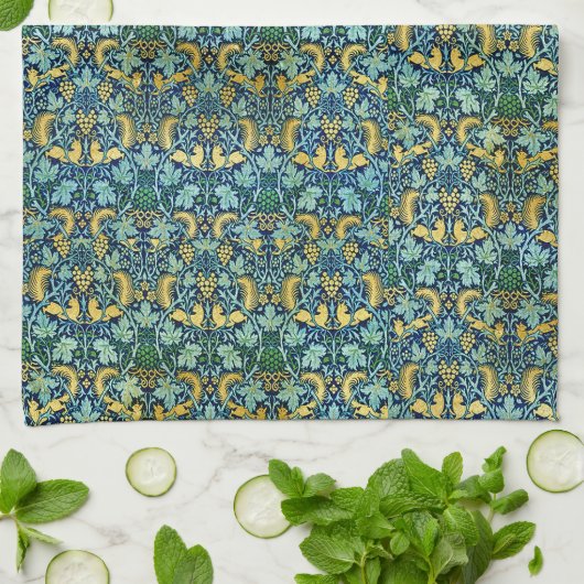 William Morris  Gold Green Blue Theedoek (Gevouwen)