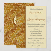 William Morris Gold Leaves Wedding Invitation Kaart (Voorkant / Achterkant)