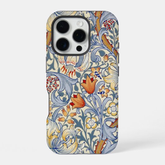 William Morris Gold Lily Victorian Wallpaper iPhone Hoesje (Achterkant)