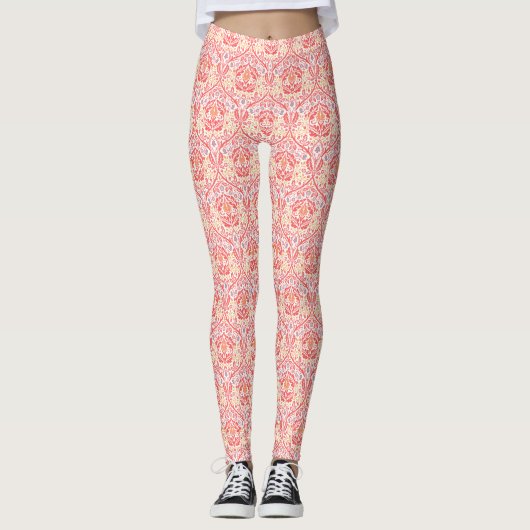 William Morris Golden Bough Red Fleece Deken Leggings (Voorkant)