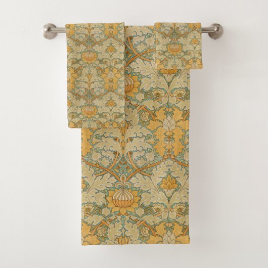 William Morris Golden Floral Design Bad Handdoek (Insitu)