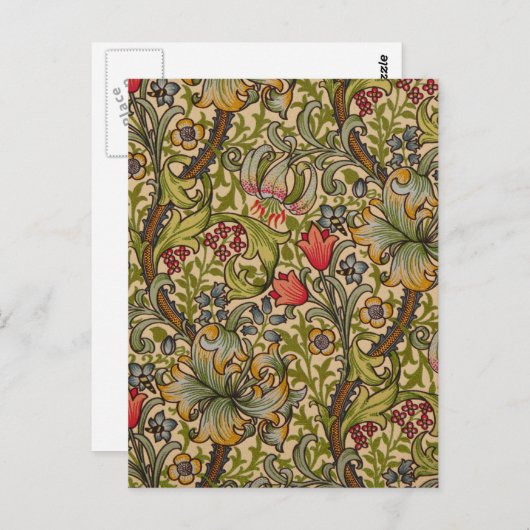 William Morris Golden Lily Antiek Briefkaart (Voorkant / Achterkant)