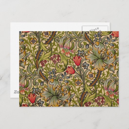 William Morris Golden Lily Antiek Briefkaart (Voorkant / Achterkant)
