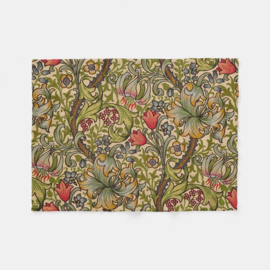 William Morris Golden Lily Antiek Fleece Deken (Voorkant (Horizontaal))