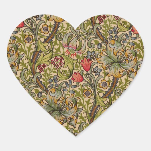 William Morris Golden Lily Antiek Hart Sticker (Voorkant)