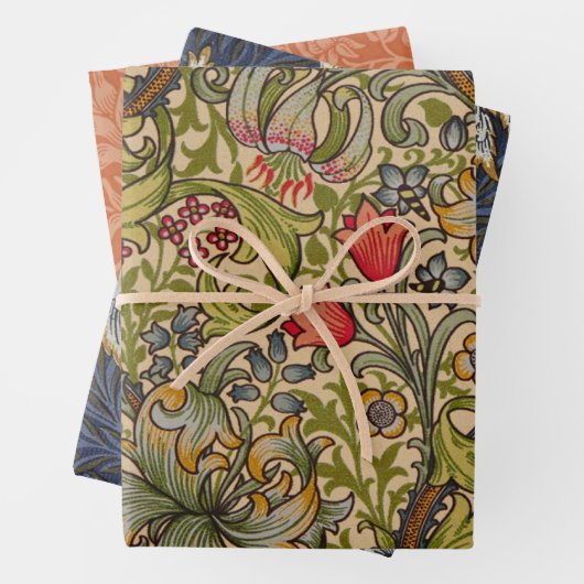 William Morris Golden Lily Antiek Inpakpapier Vel (In situ)