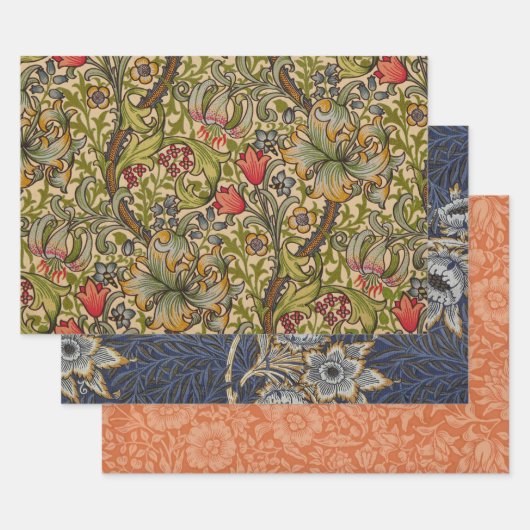 William Morris Golden Lily Antiek Inpakpapier Vel (Set)