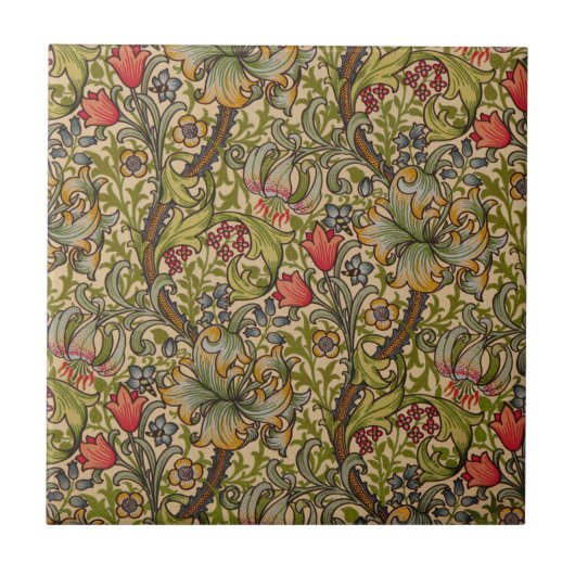 William Morris Golden Lily Antiek Tegeltje (Voorkant)