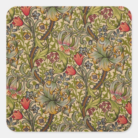 William Morris Golden Lily Antiek Vierkante Sticker (Voorkant)