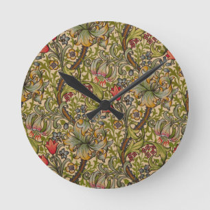 William Morris Golden Lily Antieke Bloempatroon Ronde Klok