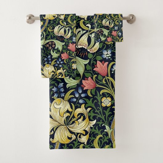 William Morris Golden Lily Bloemen Patroon Bad Handdoek (Insitu)