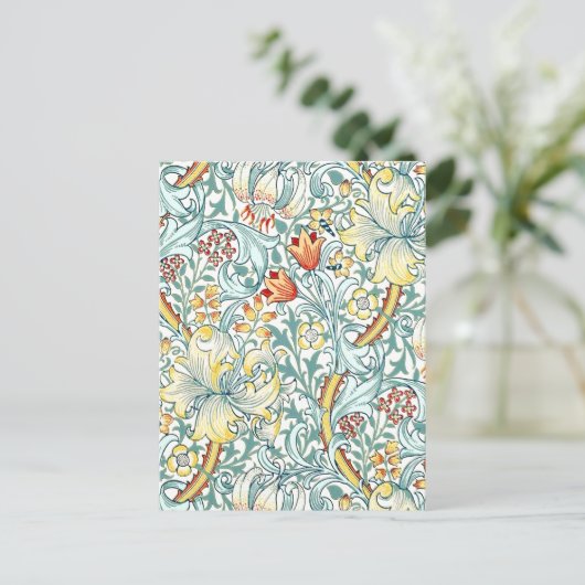 William Morris Golden Lily Bloemen Patroon Briefkaart (Staand voorkant)