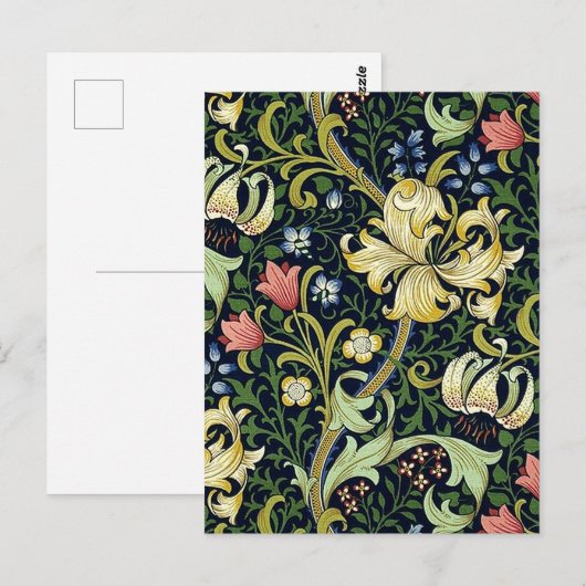 William Morris Golden Lily Bloemen Patroon Briefkaart (Voorkant / Achterkant)