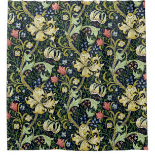 William Morris Golden Lily Bloemen Patroon Douchegordijn