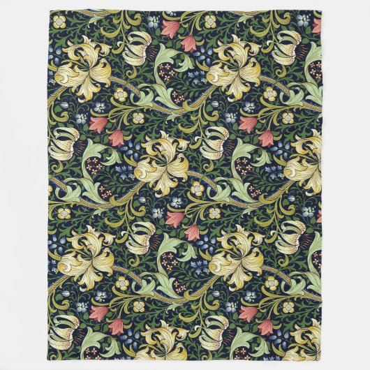 William Morris Golden Lily Bloemen Patroon Fleece Deken (Voorkant)