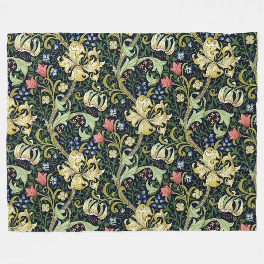 William Morris Golden Lily Bloemen Patroon Fleece Deken (Voorkant (Horizontaal))