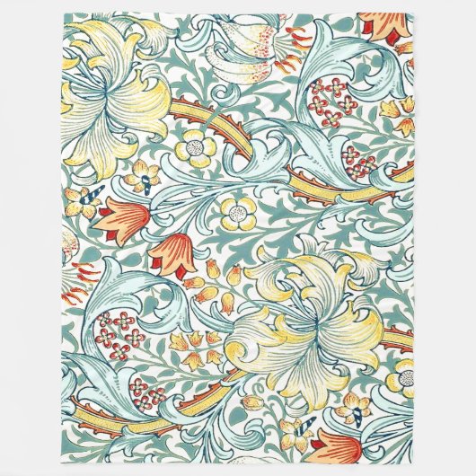 William Morris Golden Lily Bloemen Patroon Fleece Deken (Voorkant)
