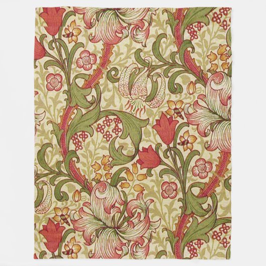 William Morris Golden Lily Bloemen Patroon Fleece Deken (Voorkant)