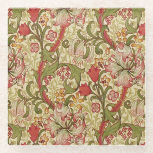 William Morris Golden Lily Bloemen Patroon Glazen Onderzetter