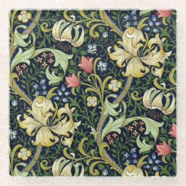 William Morris Golden Lily Bloemen Patroon Glazen Onderzetter