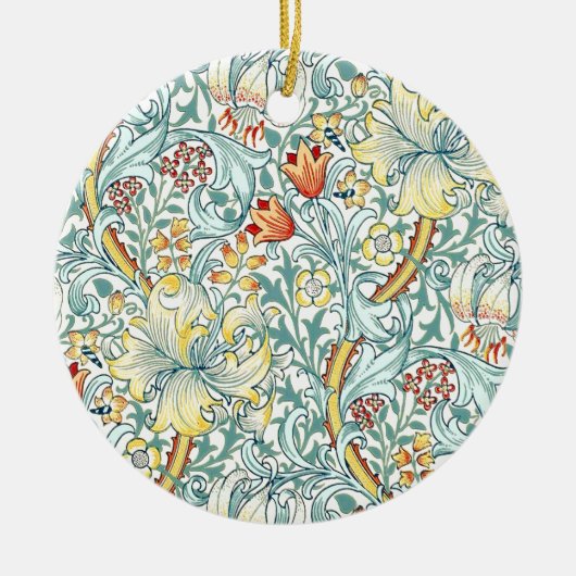 William Morris Golden Lily Bloemen Patroon Keramisch Ornament (Voorkant)