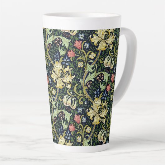 William Morris Golden Lily Bloemen Patroon Latte Mok (Rechterhoek)