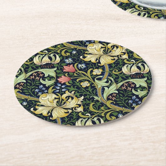 William Morris Golden Lily Bloemen Patroon Ronde Kartonnen Onderzetter (Gebogen)