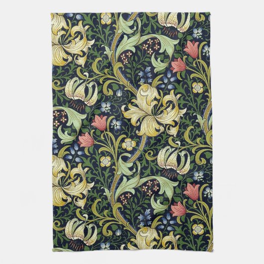 William Morris Golden Lily Bloemen Patroon Theedoek (Verticaal)