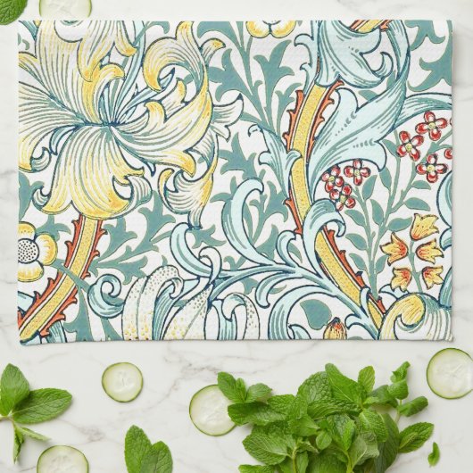 William Morris Golden Lily Bloemen Patroon Theedoek (Gevouwen)