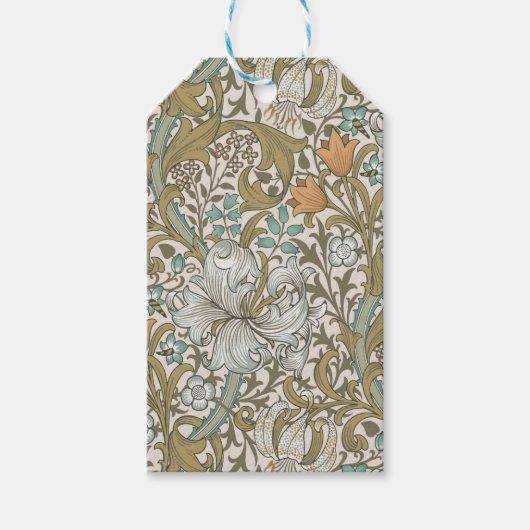 William Morris Golden Lily Blue Gold Classic Cadeaulabel (Voorkant)