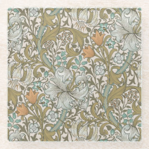 William Morris Golden Lily Blue Gold Classic Glazen Onderzetter