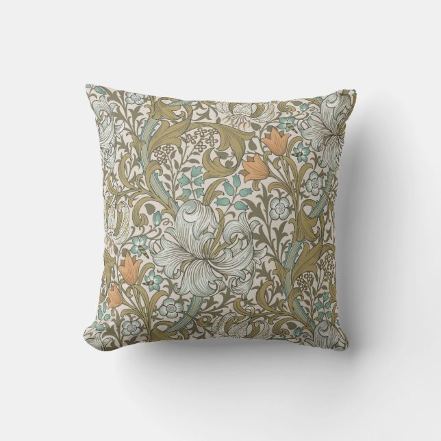 William Morris Golden Lily Blue Gold Classic Kussen (Voorkant)