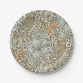 William Morris Golden Lily Blue Gold Classic Papieren Bordje (Voorkant)