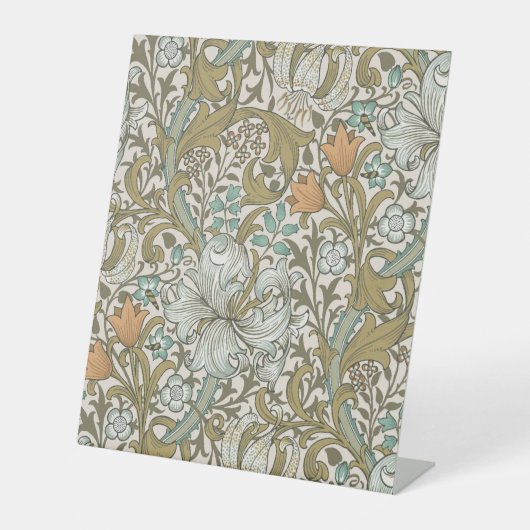 William Morris Golden Lily Blue Gold Classic Reclamebord Met Voetstuk (Voorkant)