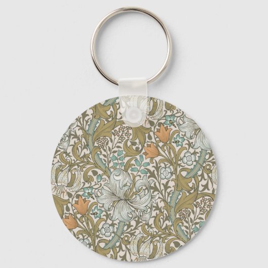 William Morris Golden Lily Blue Gold Classic Sleutelhanger (Voorkant)