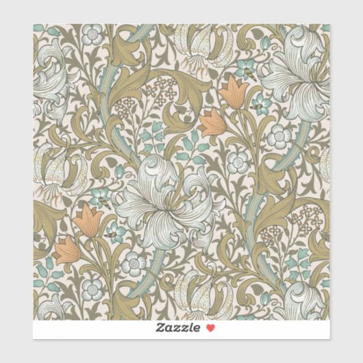 William Morris Golden Lily Blue Gold Classic Sticker (Vel)