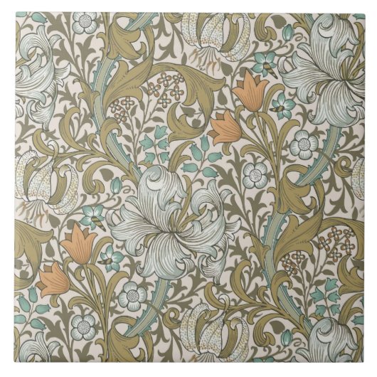 William Morris Golden Lily Blue Gold Classic Tegeltje (Voorkant)
