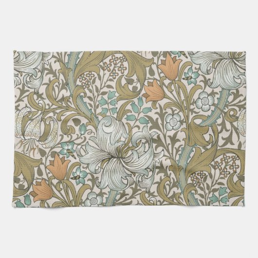 William Morris Golden Lily Blue Gold Classic Theedoek (Horizontaal)