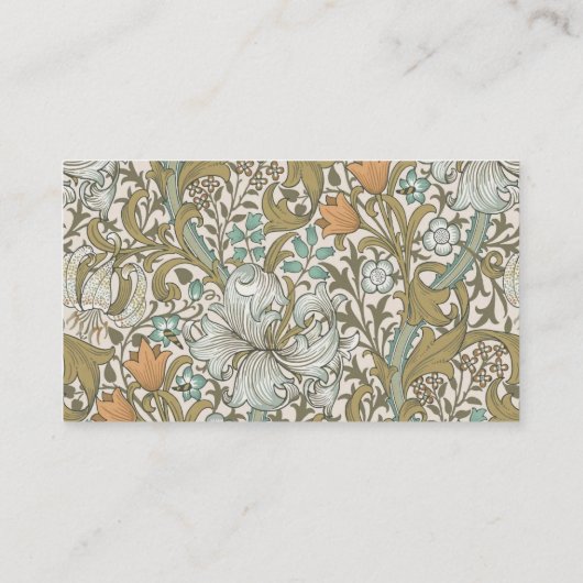 William Morris Golden Lily Blue Gold Classic Visitekaartje (Achterkant)