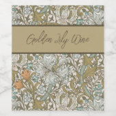 William Morris Golden Lily Blue Gold Classic Wijn Etiket (Enkel label)