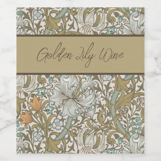 William Morris Golden Lily Blue Gold Classic Wijn Etiket (Enkel label)