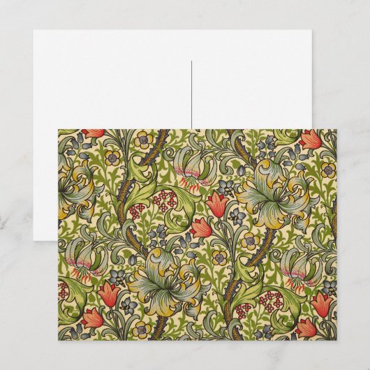 William Morris Golden Lily  Floral Design Briefkaart (Voorkant / Achterkant)